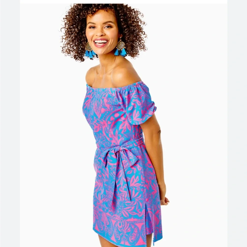 Worn once - Gorgeous Lilly Pulitzer size 6 Jada Off-The-Shoulder Romper! - Picture 3 of 6